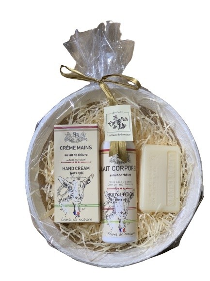 Corbeille cadeau lait de chèvre
