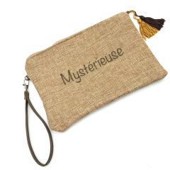 Pochette Taupe à message