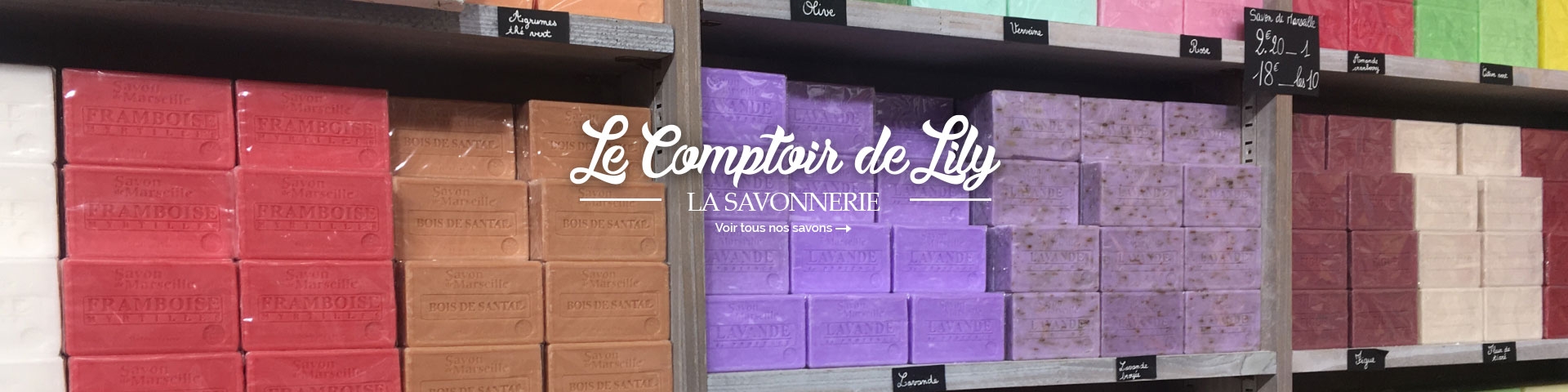 Tous les savons de la savonnerie Comptoir de Lily